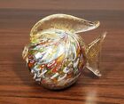 Vtg Italian Glass Fish Millefiori & Gold Flecks Murano Paperweight Damaged READ