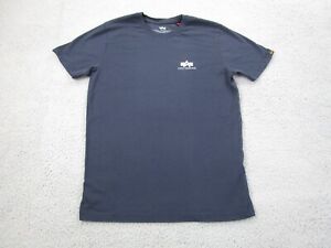 Alpha Industries Shirt Mens S Blue Short Sleeve Crewneck USA *Flaw