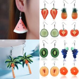 Fashion Cute Fruits Acrylic Strawberry Drop Dangle Earrings Hook Jewellery Gifts