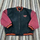 Vintage Virginia Tech Hokies Jacket Men XXL 2XL Suede Leather Bomber Varsity