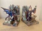 A. Richesco Wizard & Dragon Bookends Book End Holders Castle Theme Hand Painted