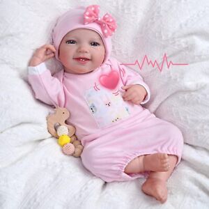 Lifelike Reborn Baby Dolls with Heartbeat and Coos Leen, 20-Inch Soft Baby Fe...