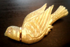 ANTIQUE VICTORIAN 1800'S CARVED MOP BIRD DOVE GOLD BAND 1 7/8