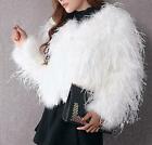 Winter Ivory blush pink real Ostrich Feather long Fur coat luxury jacket bridal
