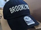 NBA Brooklyn Nets '47 Brand Clean Up Hat Adjustable Strap Black Script Dad Ball