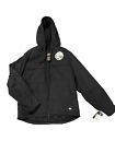 Dickies Mens L Black Sanded Duck Canvas Hooded Warm Utility Workwear Jacket