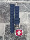 New Wenger Swiss Army Genuine Rubber Strap Navy Blue Diver Band 20mm 19mm R X1