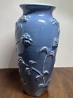 Van Briggle Pottery Floral Blue Glazed Vase 9” Vtg. Rare