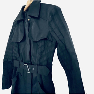 Bebe Sz S Black Trench Raincoat Spring Coat With Mesh Details