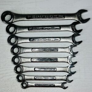 Vintage Craftsman 8pc Metric Ratcheting Combination Wrench Set 42445 Made in USA