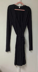 Old Navy Women's Black Wrap Long Sleeve Dress Size XL Sheer Tie Waist V Neckline
