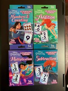 DISNEY PRINCESS MATH FLASH CARDS ADDITION MULTIPLICATION SUBTRACT NUMBERS/COUNT