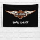 For Harley Davidson Motorcycle Enthusiast 3x5 ft Flag Born To Ride Wall Banner