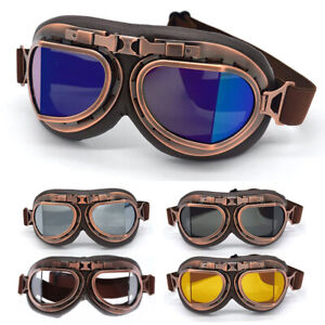 Windproof Motorcycle Goggles Vintage Leather Dirt Bike Racing Glasses Eyewear