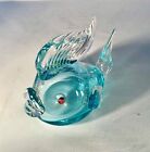Whimsical  Murano Large Blown Glass Fish Blue Turquoise pronounced Fins
