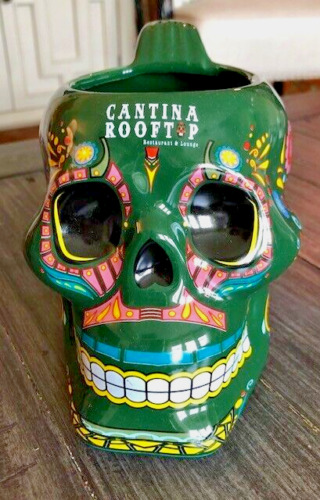 DAY OF THE DEAD FIGURAL SKULL CANTINA ROOFTOP COFFEE MUG