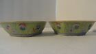 pair antique dish bowl chinese porcelain marked 1900s green yellow bats old lot