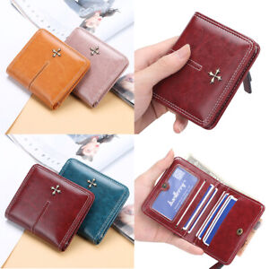 Small Women's Leather Bifold Clutch Wallet Credit Card Holder Coin Purse Handbag