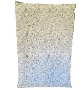 Oeko-Tex Curtain Panels Lot of 4 Beige Blue 54”x84” Linen Blend Danish Floral