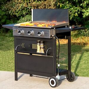 3 Burner Propane BBQ Grill Outdoor Garden Barbeque Flat Top Gas Griddle Grill