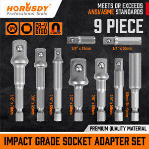 9Pcs Socket Adapter Drill Bits Set Hex Impact Driver Tools 1/4