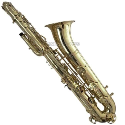 Professional Gold finish Bass saxophone Low Bb Sax With case Free shipping