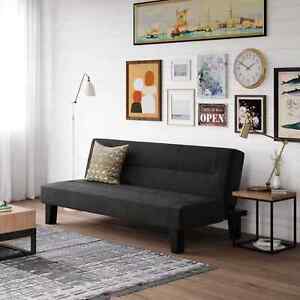 Full Size Futon Sofa Bed Sleeper 3-Seat Convertible Couch Loveseat Chaise Black
