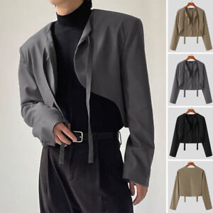 Men's Formal Blazer Jacket Coat Long Sleeve Crop Tops Party Fancy Shirt Cardigan