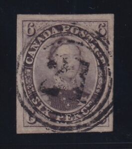 Canada Sc #10 (1857) - 6d Consort on Thick  Paper Numeral Cancel XF Used w/Cert