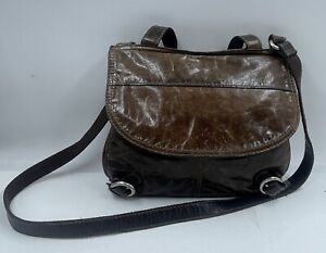 Fossil Long Live Vintage Women's Handbag Dark Brown Canvas Leather Crossbody Bag