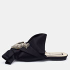 Nº21 Black Satin Knot Embellished Flat Sandals Size 37