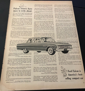 1960 Ford Falcon Tudor Sedan & The Peanuts - Vintage Original Print Ad Wall Art
