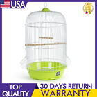 Modern Classic Round Pets Birdcage Small W/ 2 Hooded Plastic Cups Wooden Perch