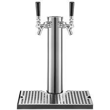 VEVOR Beer Tap Faucet Double 2 Tap Stainless Steel Tower Kegerator Drip Tray