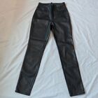 H & M Divided Black Faux Leather High Rise Embossed Pants Goth Moto Size 4