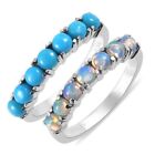 Stainless Steel Sleeping Beauty Turquoise Opal Stackable Ring Gift Size 7 Ct 1.4