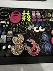LOT OF 40 PAIR 'PLASTIC/GLASS/SHELL++' PIERCED EARRINGS, ASSORTMENT, VINTAGE-NOW