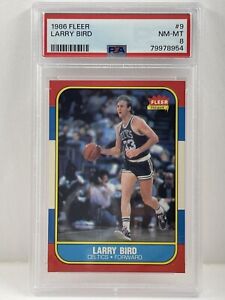 Larry Bird 1986 Fleer #9 PSA 8 GREAT EYE APPEAL Boston Celtics MVP HOF