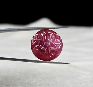 NATURAL UNTREATED RUBY CARVED ROUND CABOCHON 23.78 CARATS GEMSTONE RING PENDANT