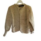 Vintage 90s chunky knit balloon sleeve cardigan small wool mohair blend