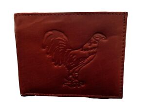 Western Style Rooster Leather Wallet For Men Brown Billetera piel Gallo Cafe