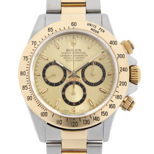 ROLEX Daytona 16523 Champagne Gold Single buckle N Number second hand mens
