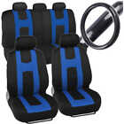 Rome Sport 9 Pc Blue Seat Covers Split Bench Set and 1 Pc Sporty Steering Wheel (For: 2010 Jeep Wrangler)