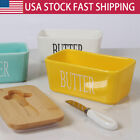 Butter Dish with Lid and Knife Anti-slip Rectangle Butter Container