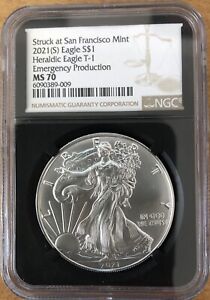 2021(S) SILVER EAGLE TYPE 1 SAN FRANCISCO EMERGENCY ISSUE FR NGC MS70
