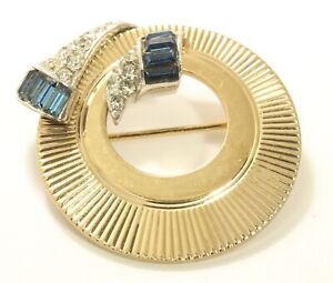 Vintage Marcel Boucher Art Deco Crystal Rhinestone Baguette Geometric Brooch Pin