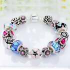 Multi Color Floral Murano Glass And Crystal Charm Bracelet