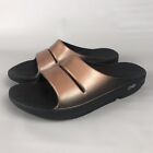 OOFOS OOahh Luxe Slides - Mens Size 9 / Womens 11 - Metallic Copper/Black