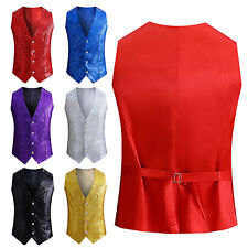Mens Jacket Cosplay Vest Stage Performance Costume Solid Color Waistcoat Shiny