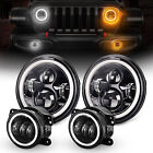 For Jeep Wrangler JK 2007-2018 Combo DOT 7'' LED Halo Headlights Fog Lights Kits (For: 2012 Jeep Wrangler)